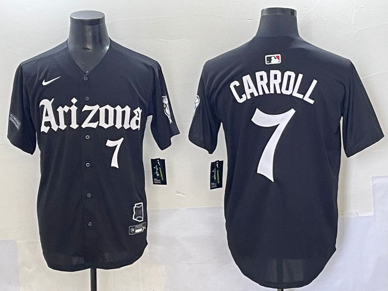 Men 2025 Arizona Diamondback #7 Carroll Black Five generations Joint Name Nike MLB Jersey style 15